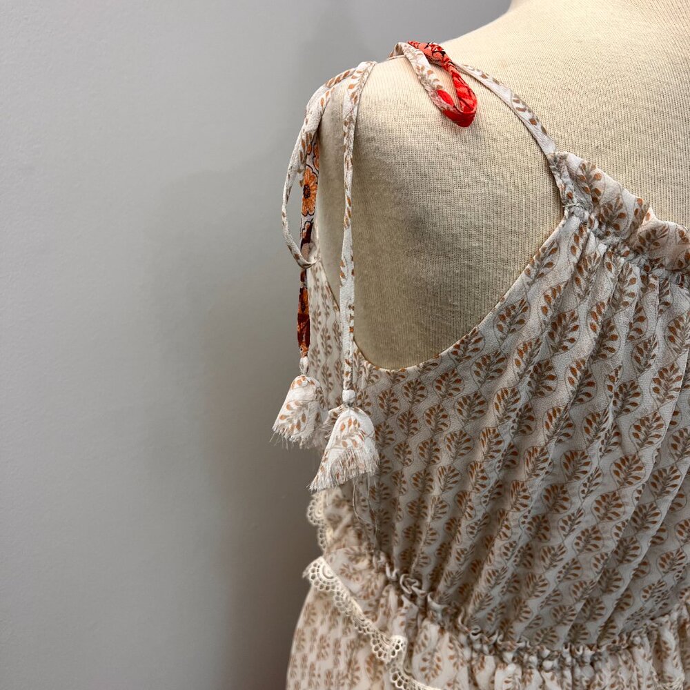 Misa Los Angeles Dionica Dress Paisley Tiered Summer Lace Sz L - Picture 15 of 15